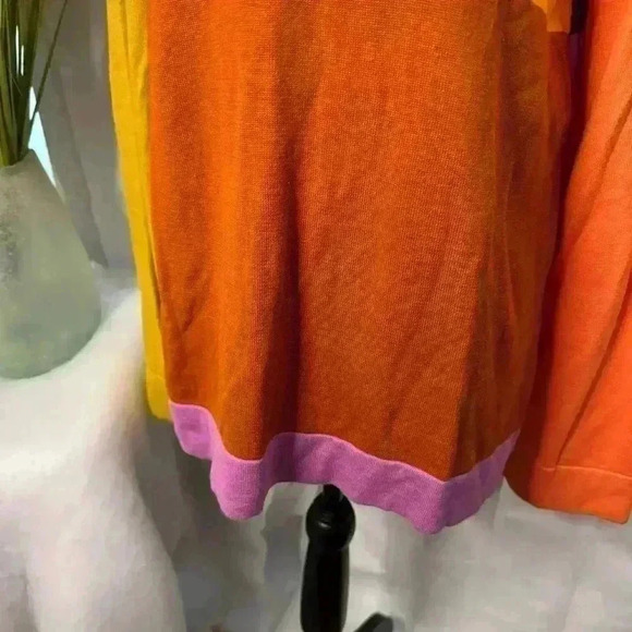 Isaac Mizrahi XL Target Colorblock Cotton + Rayon Sweater, Orange/Yellow/Pink - Picture 3 of 10